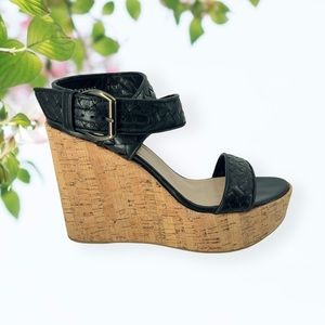 STUART Weizman Cork Wedge Sandals